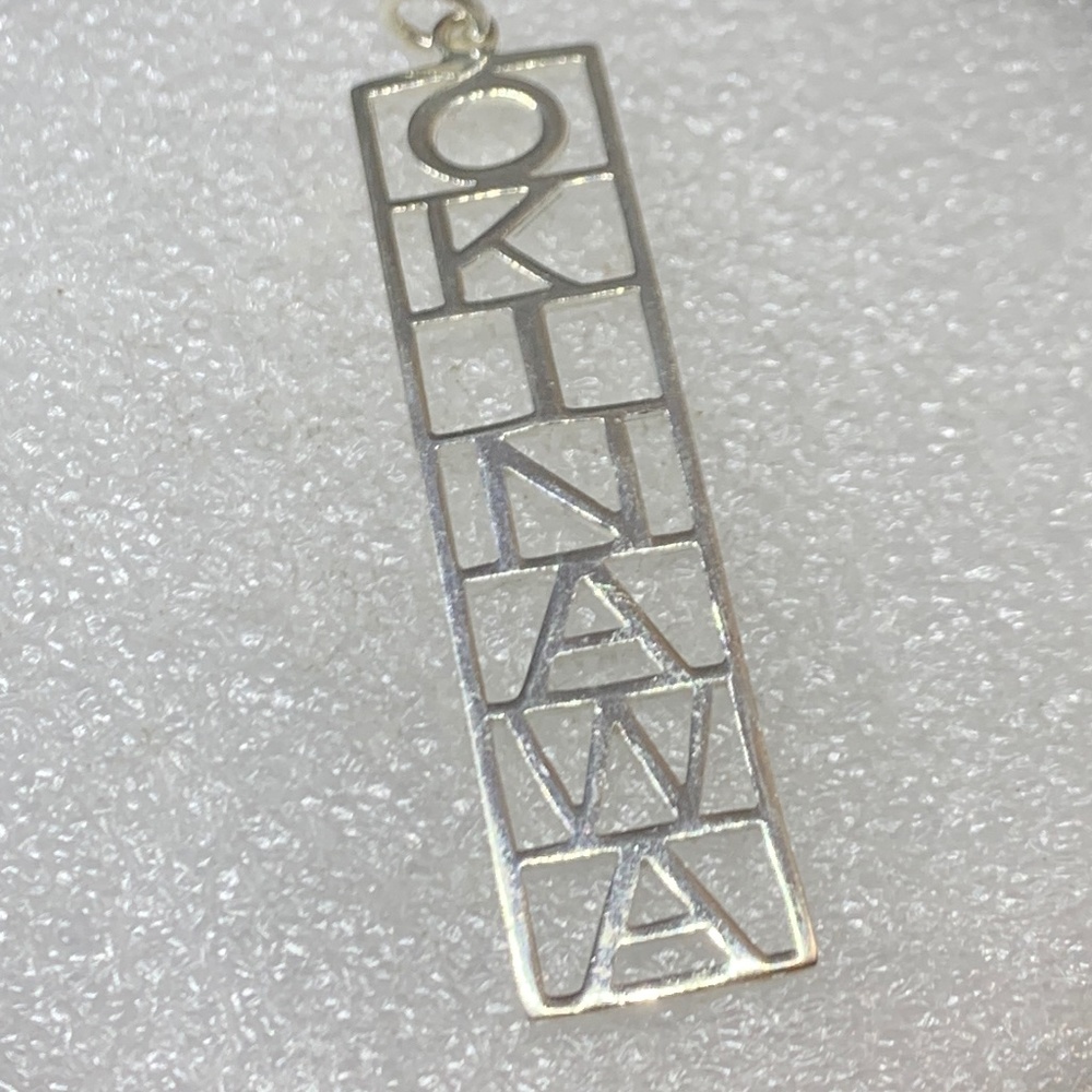 Vintage Sterling “Okinawa” Oblong Pendant